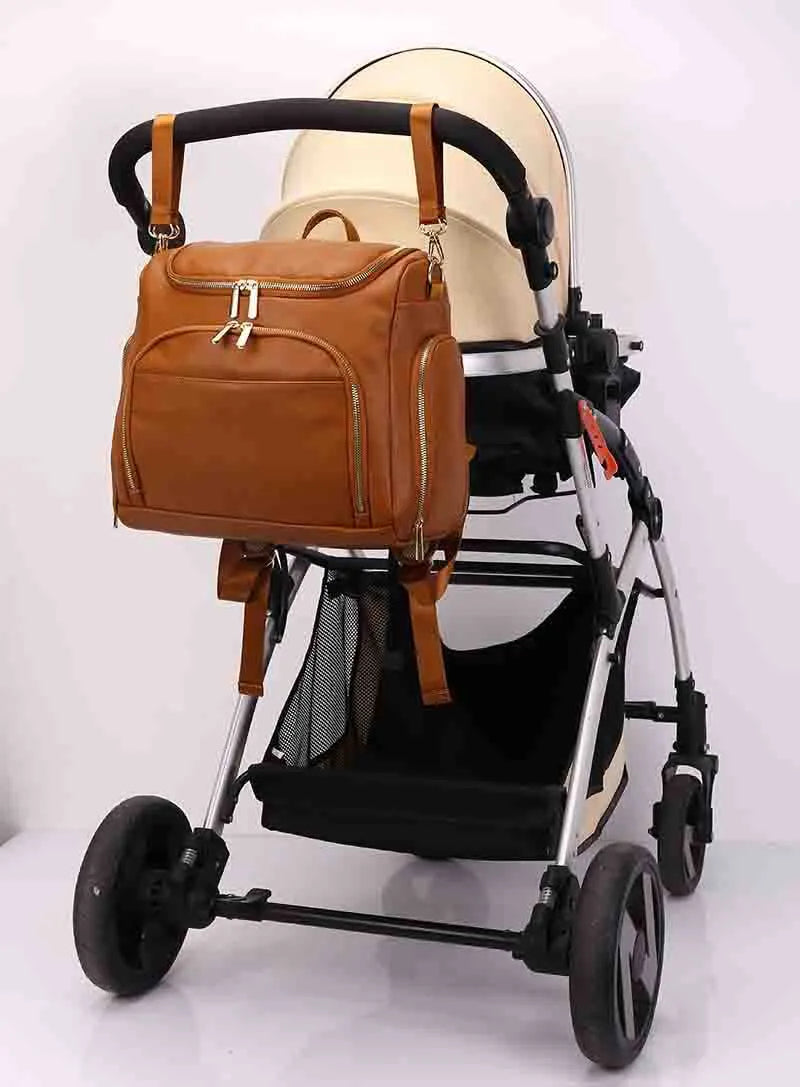 7-in-1 Baby Diaper Bag Solid Leather