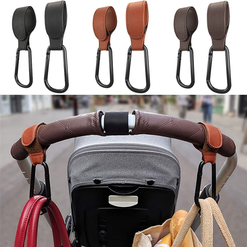 1&2 PC Leather Baby Bag Stroller Hook