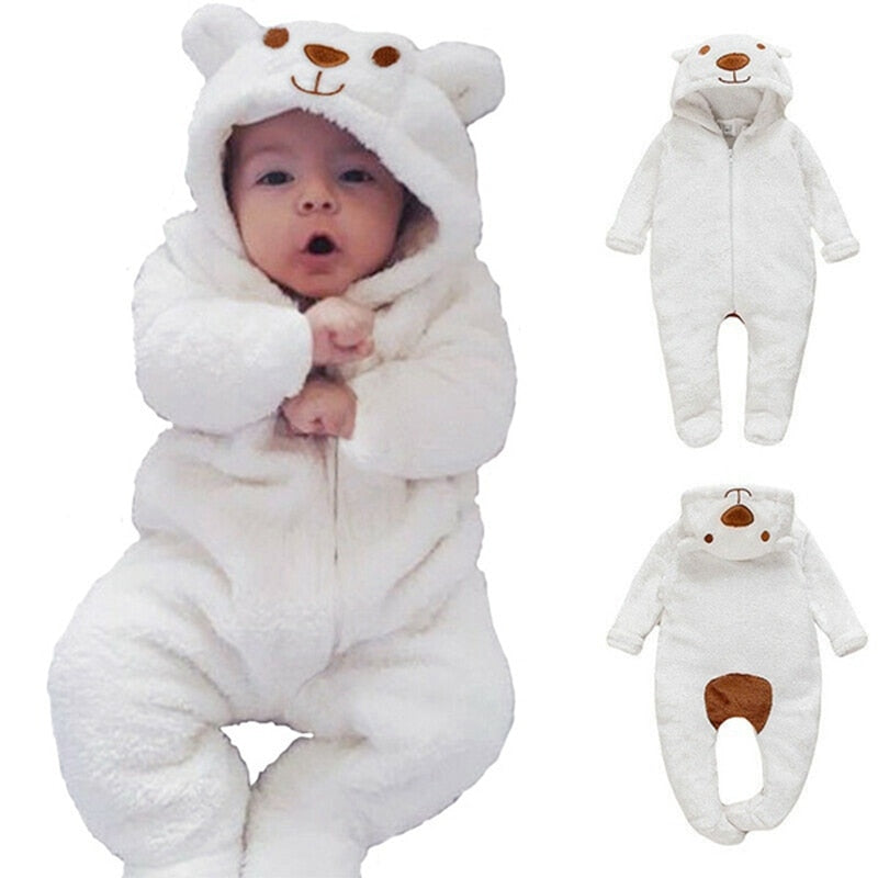 Newborn Baby unisex Bear Hooded Romper