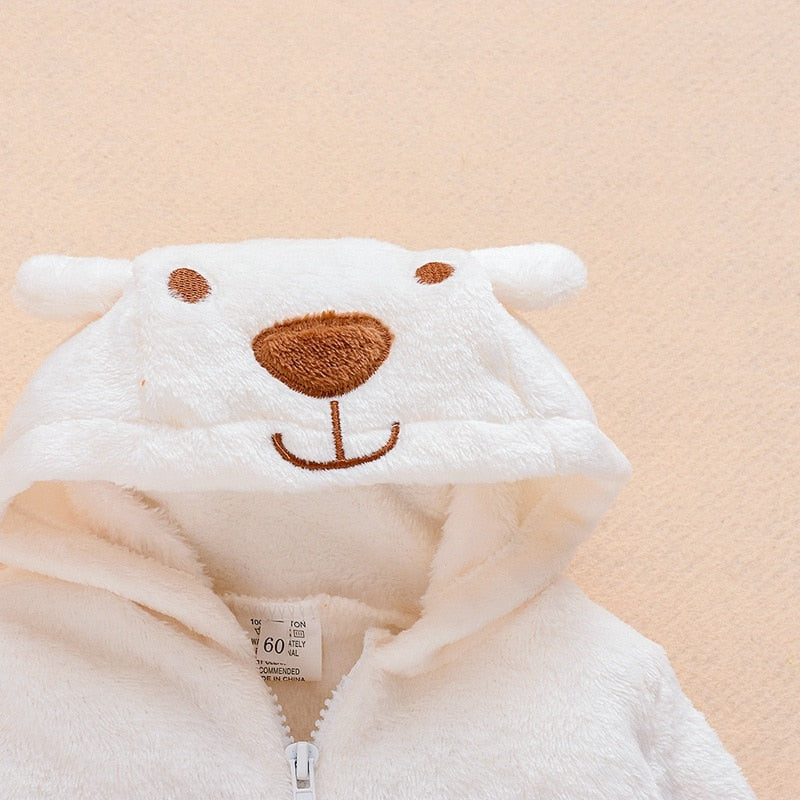 Newborn Baby unisex Bear Hooded Romper