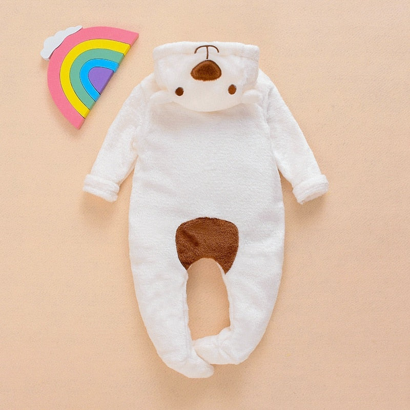 Newborn Baby unisex Bear Hooded Romper