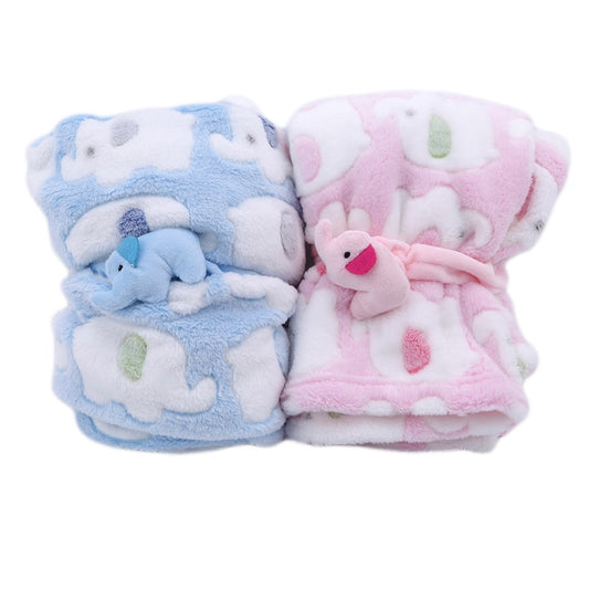 Cute Elephant Cartoon Baby Blanket