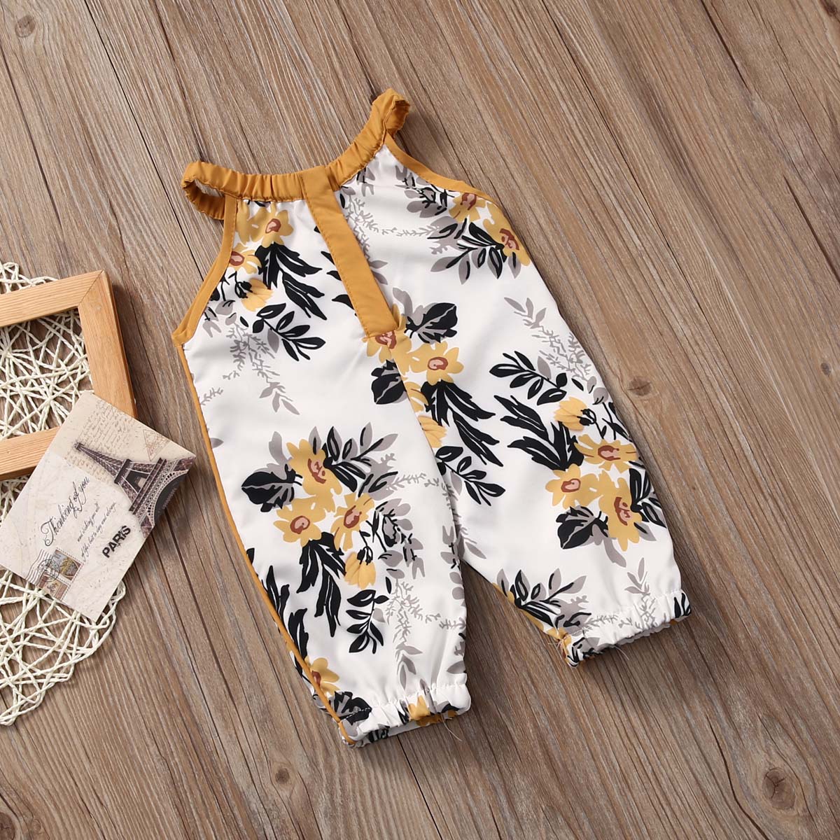 Girls Floral Sleeveless Jumpsuit